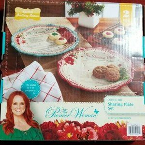 The Pioneer Woman Cheerful Rose 12.13-Inch Sharing Plates, Set of 2 Boxed